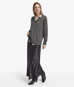 Maglia con scollo a V e spacchi in Cashmere Ultrafine