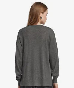 Maglia con scollo a V e spacchi in Cashmere Ultrafine