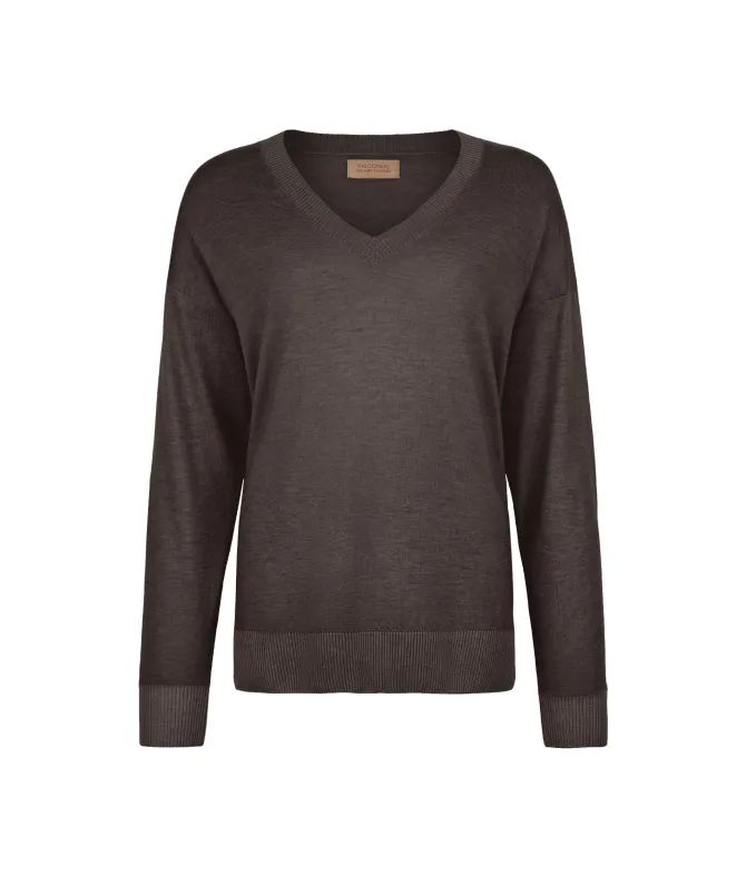 Maglia con scollo a V e spacchi in Cashmere Ultrafine