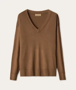 Maglia con scollo a V e spacchi in Cashmere Ultrafine