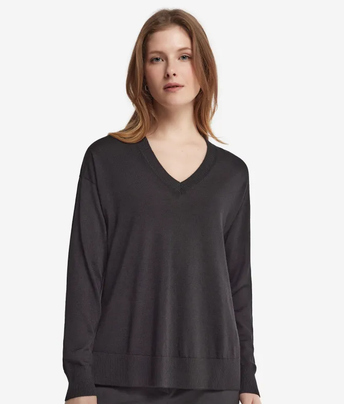 Maglia con scollo a V e spacchi in Cashmere Ultrafine