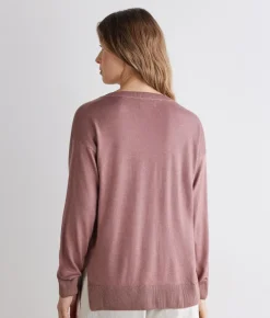 Maglia con scollo a V e spacchi in Cashmere Ultrafine