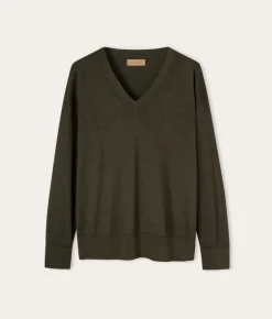 Maglia con scollo a V e spacchi in Cashmere Ultrafine