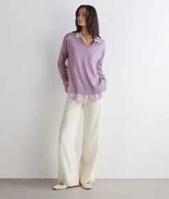 Maglia con scollo a V e spacchi in Cashmere Ultrafine