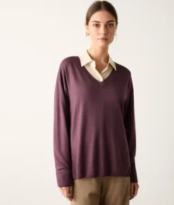 Maglia con scollo a V e spacchi in Cashmere Ultrafine