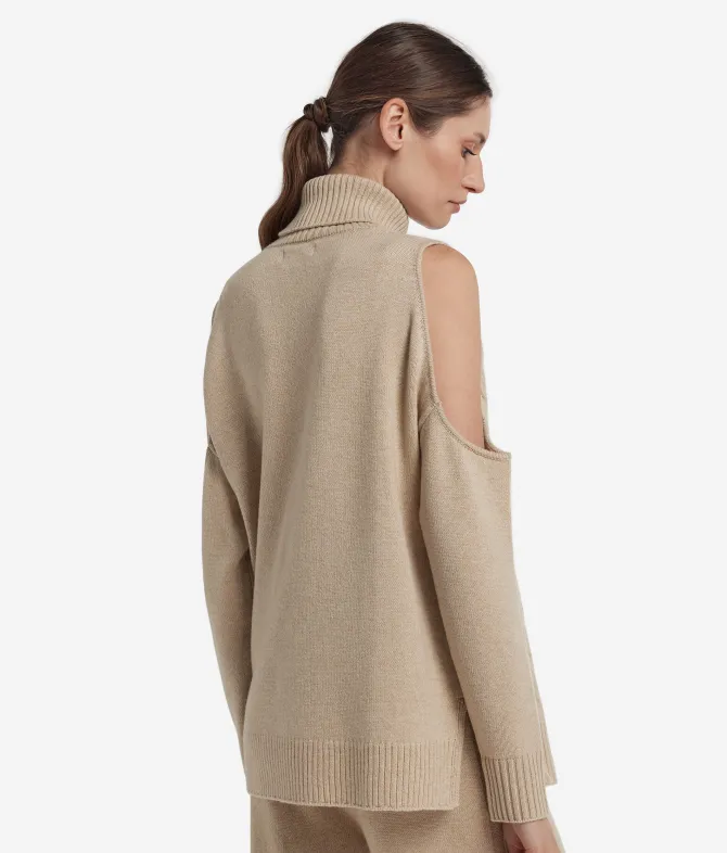 Maglia cut out con trecce e strass in Cashmere Ultrasoft