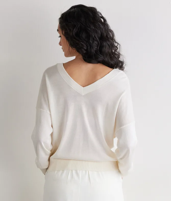 Maglia doppio scollo a V in Cashmere Silkfine