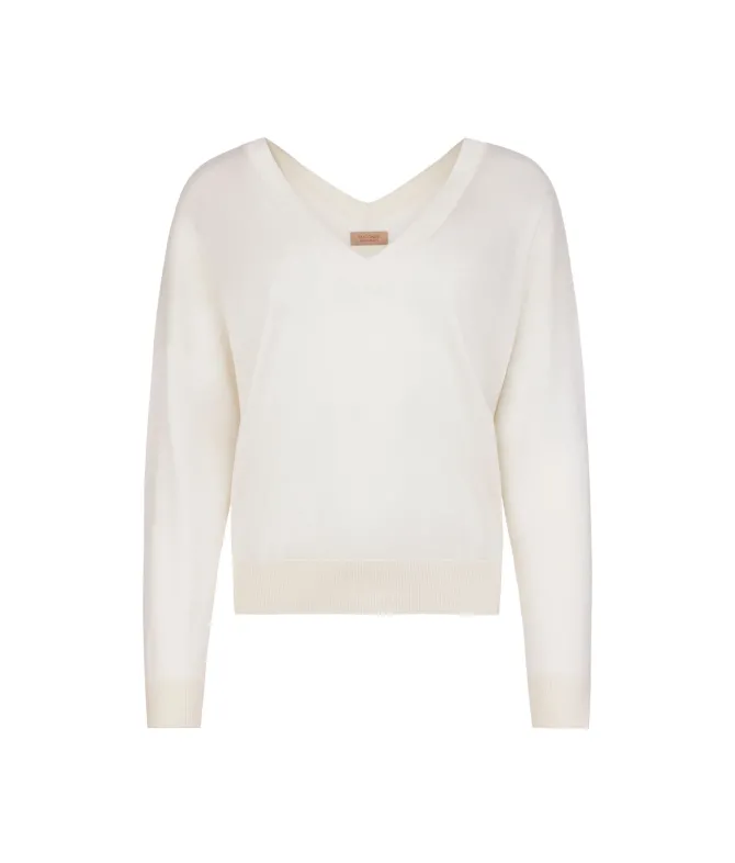 Maglia doppio scollo a V in Cashmere Silkfine