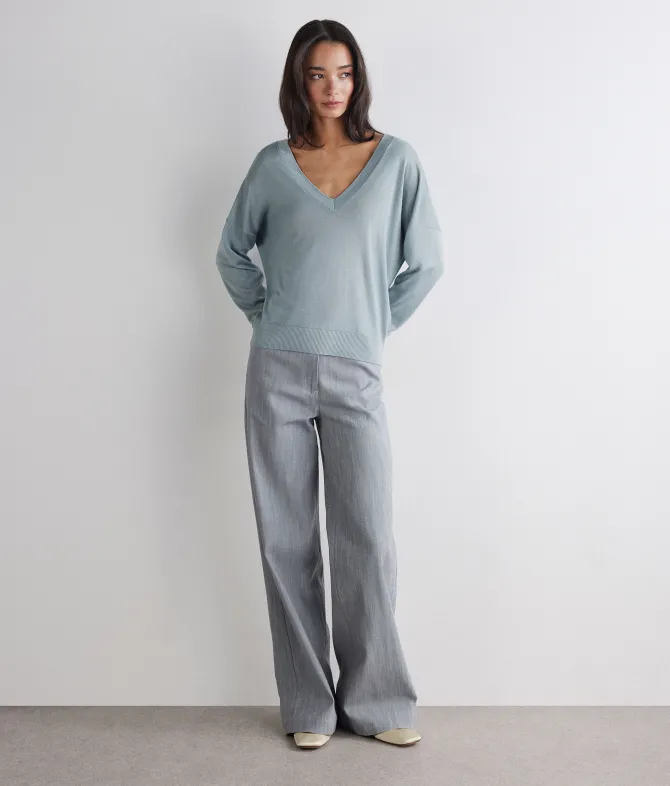 Maglia doppio scollo a V in Cashmere Silkfine