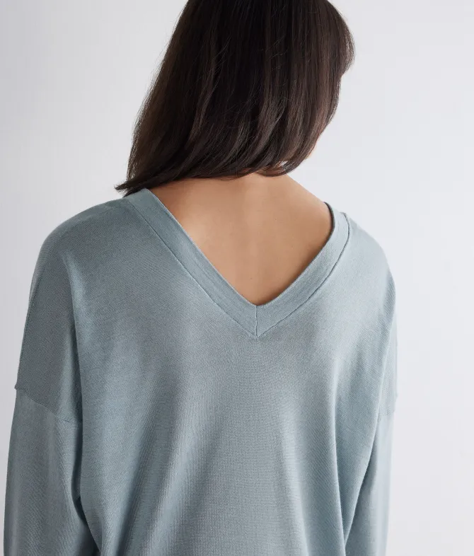 Maglia doppio scollo a V in Cashmere Silkfine
