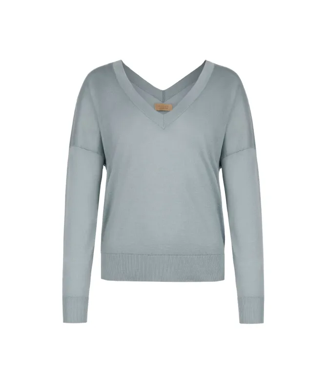 Maglia doppio scollo a V in Cashmere Silkfine