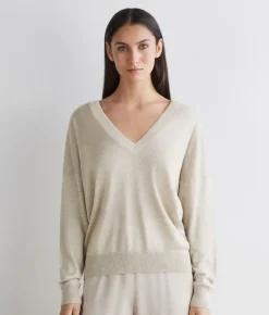Maglia doppio scollo a V in Cashmere Silkfine