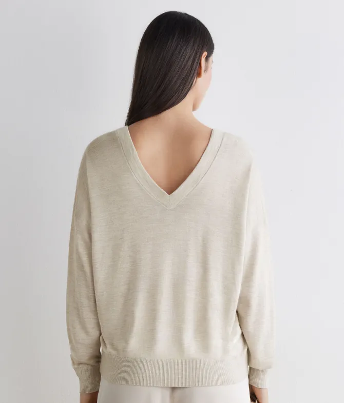 Maglia doppio scollo a V in Cashmere Silkfine