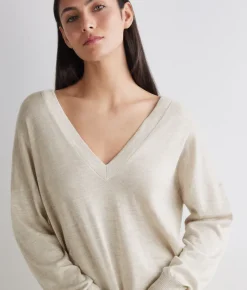Maglia doppio scollo a V in Cashmere Silkfine