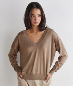 Maglia doppio scollo a V in Cashmere Silkfine