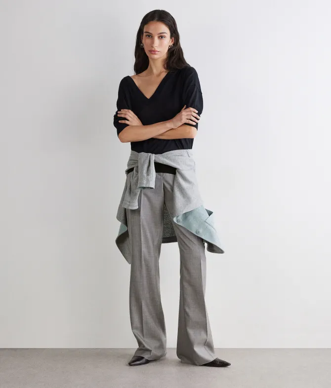 Maglia doppio scollo a V in Cashmere Silkfine