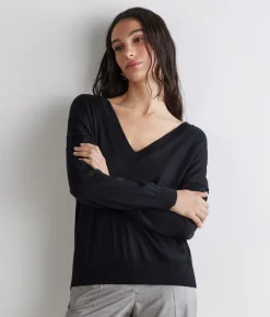 Maglia doppio scollo a V in Cashmere Silkfine