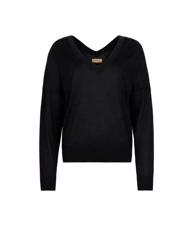 Maglia doppio scollo a V in Cashmere Silkfine