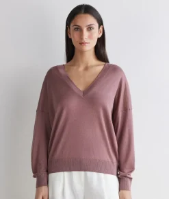 Maglia doppio scollo a V in Cashmere Silkfine
