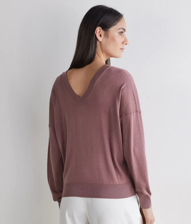 Maglia doppio scollo a V in Cashmere Silkfine