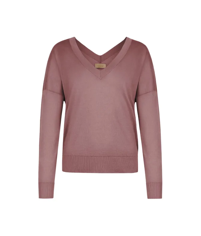 Maglia doppio scollo a V in Cashmere Silkfine