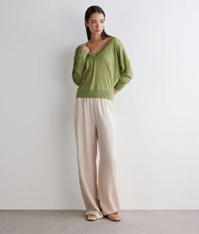 Maglia doppio scollo a V in Cashmere Silkfine