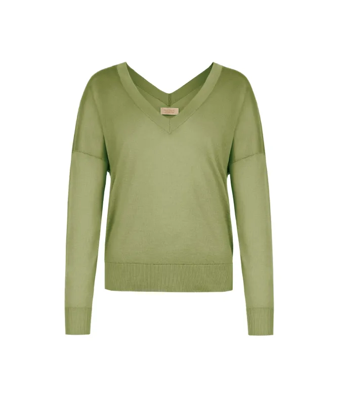 Maglia doppio scollo a V in Cashmere Silkfine