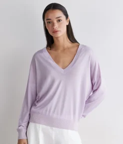 Maglia doppio scollo a V in Cashmere Silkfine