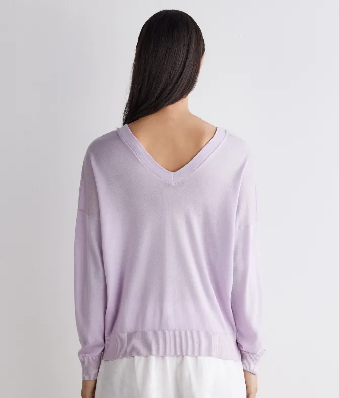 Maglia doppio scollo a V in Cashmere Silkfine