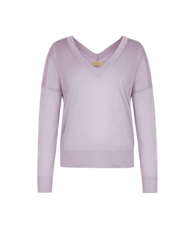 Maglia doppio scollo a V in Cashmere Silkfine