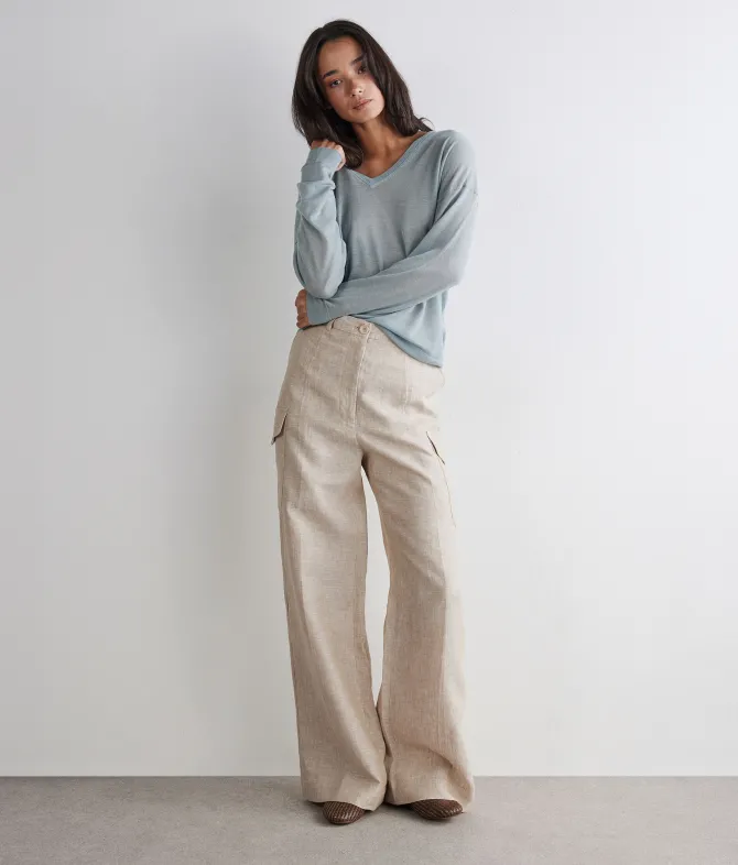 Maglia scollo a V in Cashmere Airfine