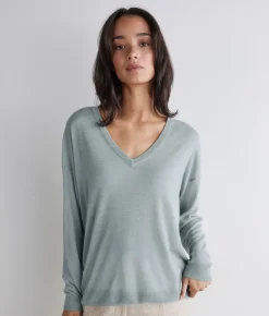 Maglia scollo a V in Cashmere Airfine