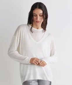 Maglia scollo a V in Cashmere Airfine
