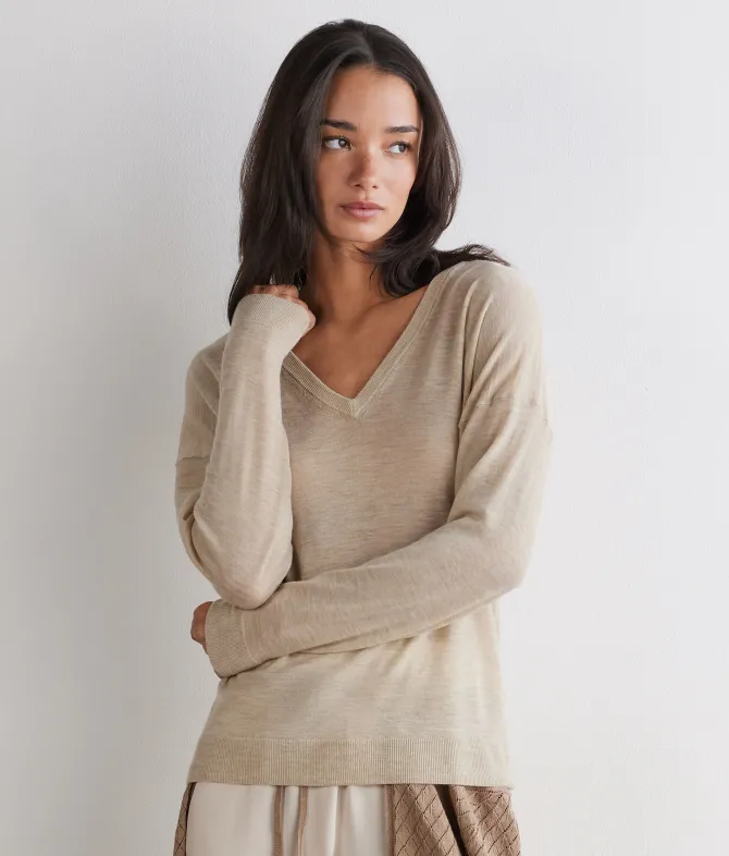Maglia scollo a V in Cashmere Airfine