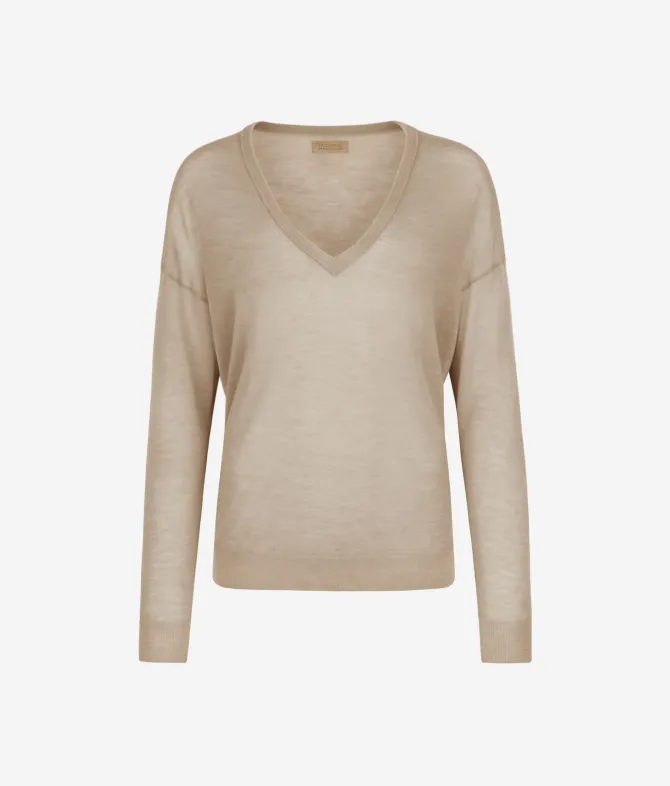 Maglia scollo a V in Cashmere Airfine