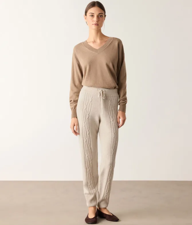 Pantalone a coste intrecciate in Cashmere Ultrasoft