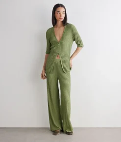 Pantalone a coste lamé