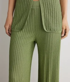 Pantalone a coste lamé