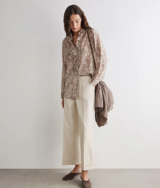Pantalone con risvolto in cotone