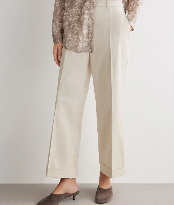 Pantalone con risvolto in cotone