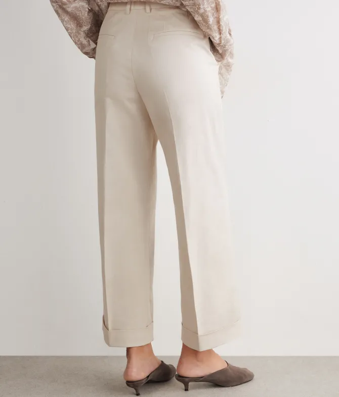 Pantalone con risvolto in cotone