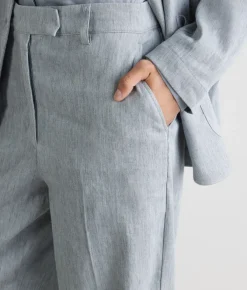 Pantalone delavè in lino e cotone