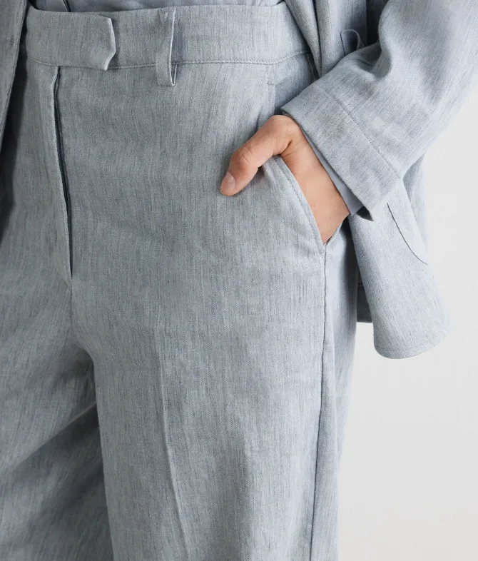 Pantalone delavè in lino e cotone