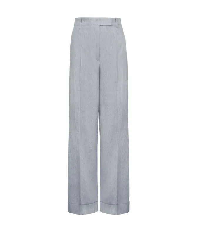 Pantalone delavè in lino e cotone
