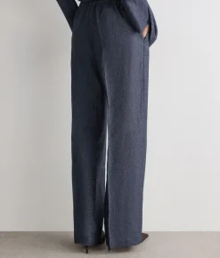 Pantalone dritto in lino lamé