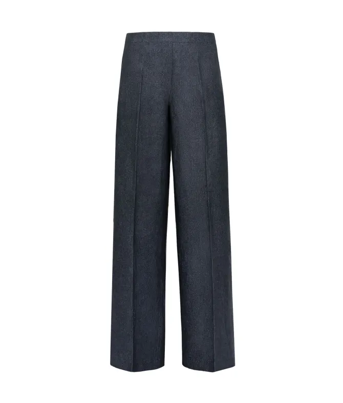 Pantalone dritto in lino lamé