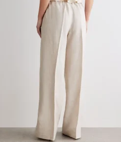 Pantalone dritto in lino lamé