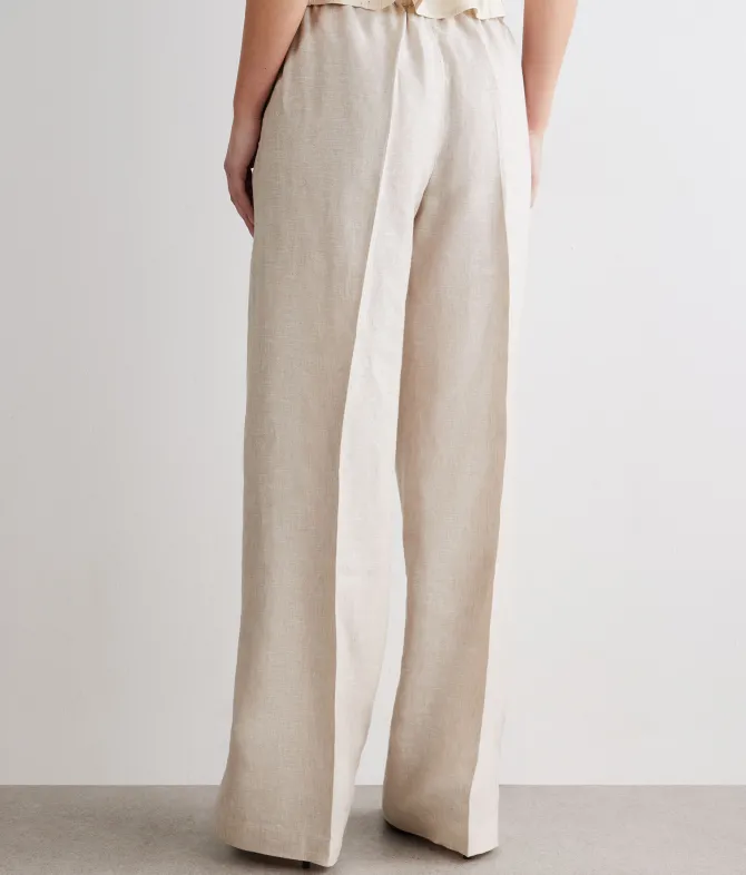 Pantalone dritto in lino lamé