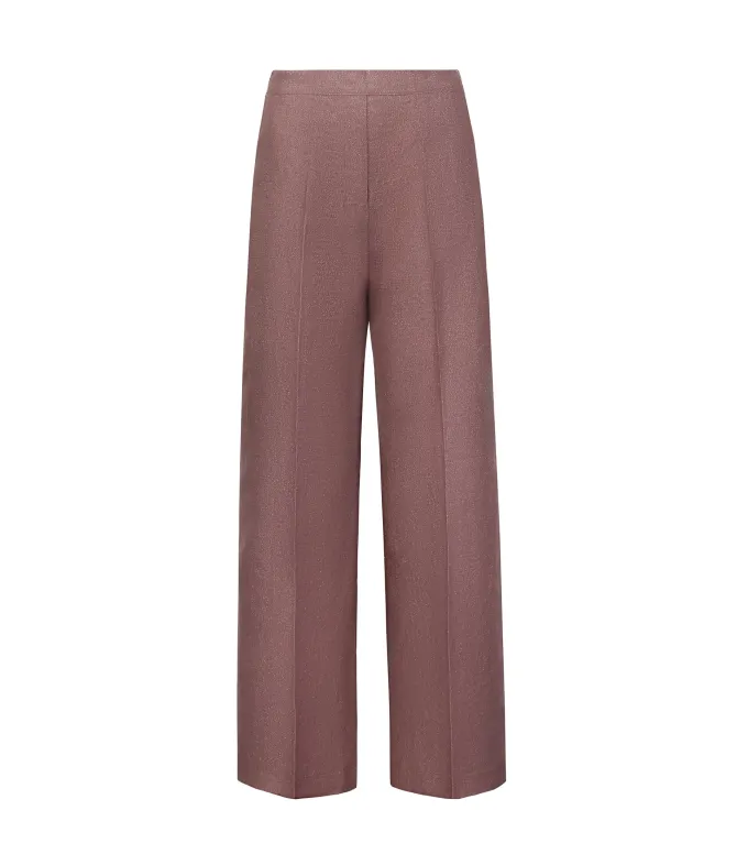 Pantalone dritto in lino lamé