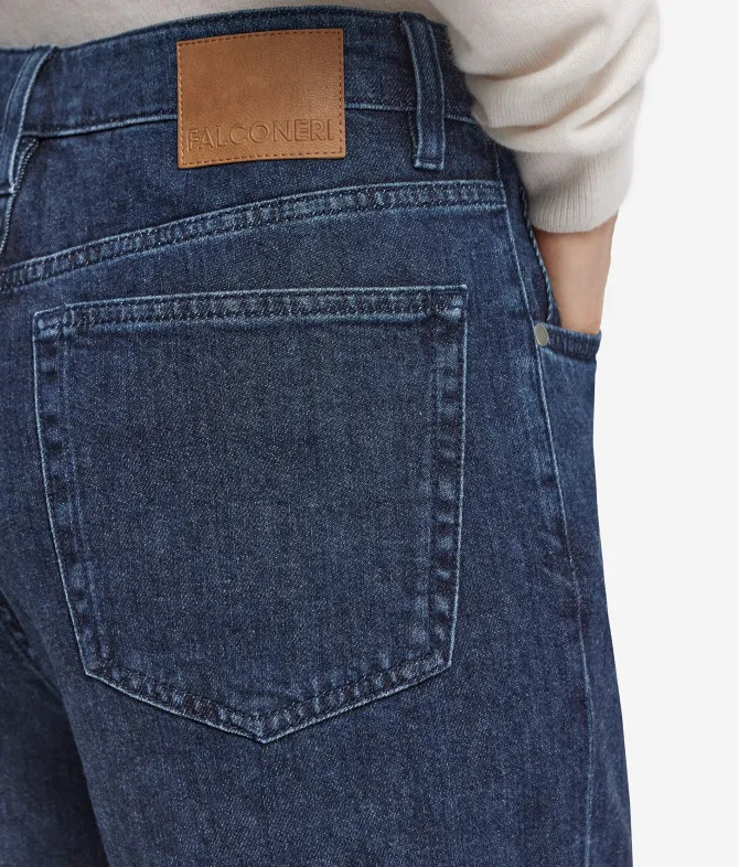 Pantalone flare in denim e cashmere